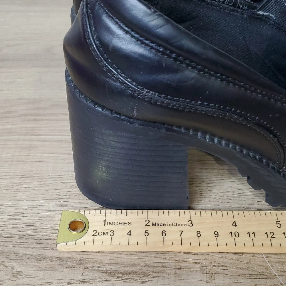 Route 66 Black Chunky Heel Platform Loafers Women's Size 9